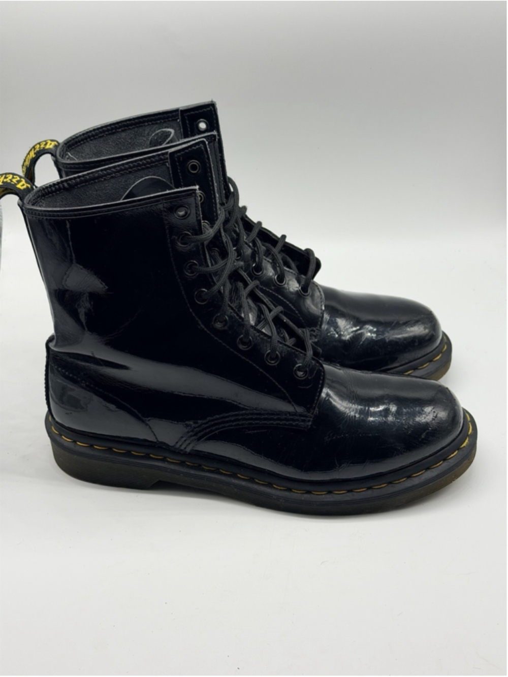 Dr‎ Martens 1460 Patent Leather Lace Up Combat Boots Black Size 11